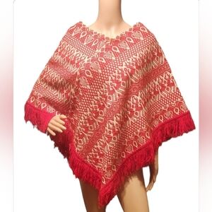 Vintage 1970s or 80s hand woven wool Pancho xs/s